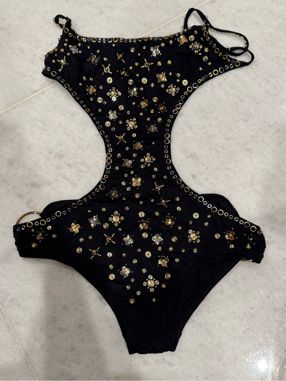 Louis Vuitton Black Embellished Girls One-Piece Bodysuit